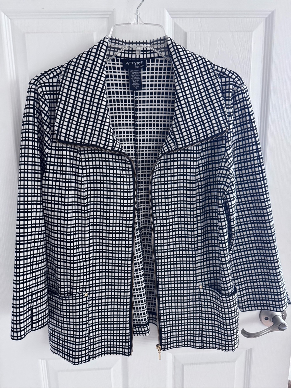 Attyre Black and White Grid Zip Jacket